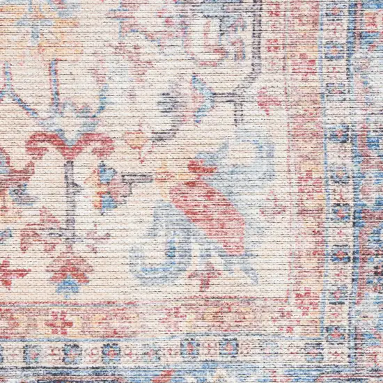 Blue Floral Power Loom Distressed Area Rug Photo 4