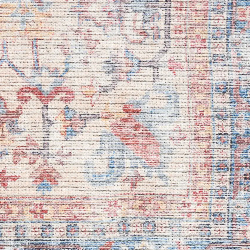 Blue Floral Power Loom Distressed Area Rug Photo 4