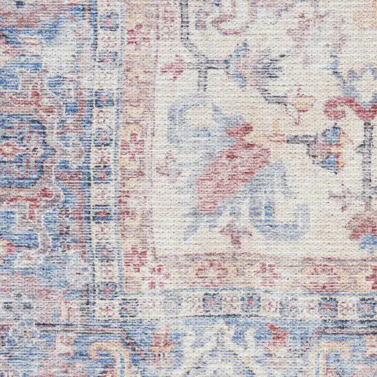 Blue Floral Power Loom Distressed Area Rug Photo 3