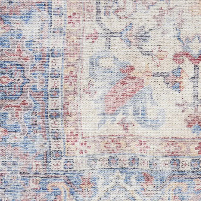 Blue Floral Power Loom Distressed Area Rug Photo 3