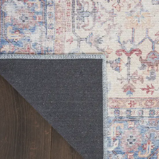 Blue Floral Power Loom Distressed Area Rug Photo 7