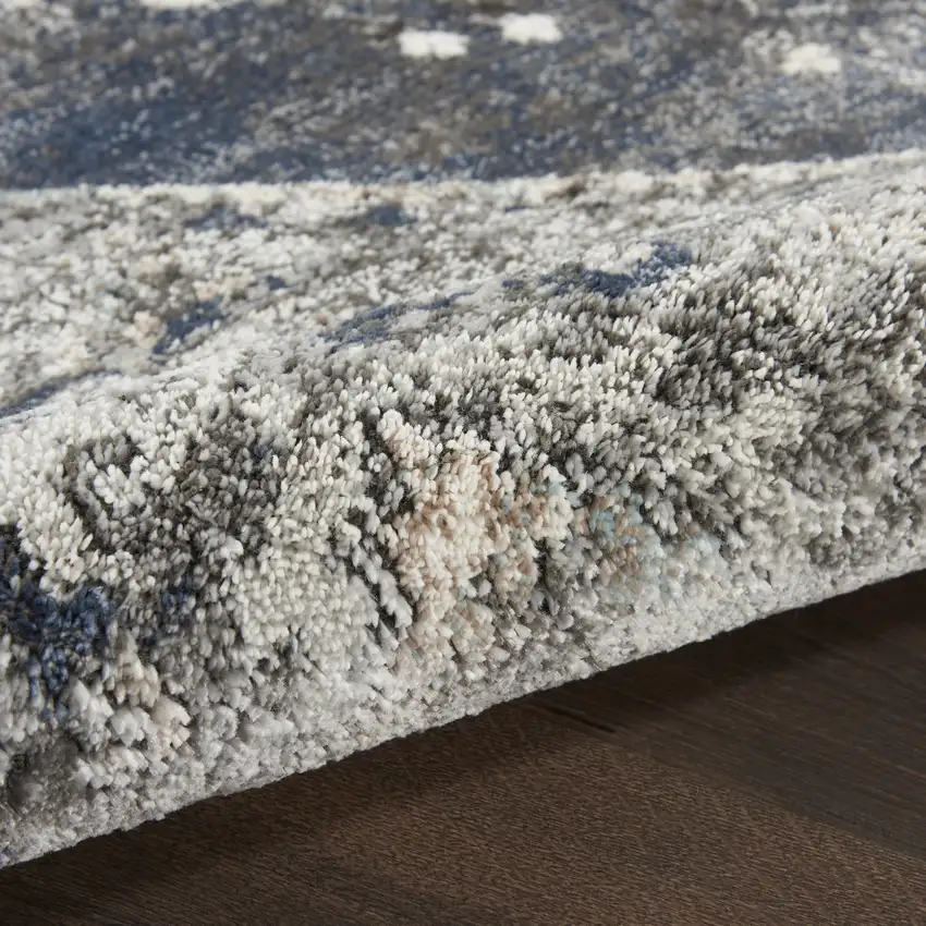 Blue Floral Power Loom Distressed Area Rug Photo 7