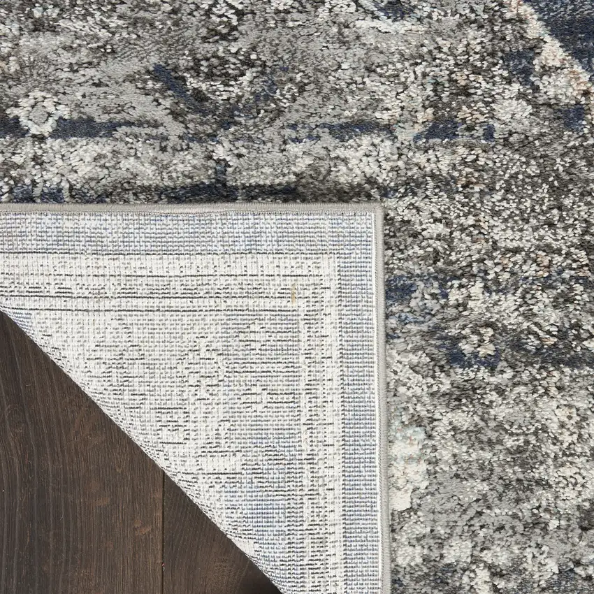 Blue Floral Power Loom Distressed Area Rug Photo 9