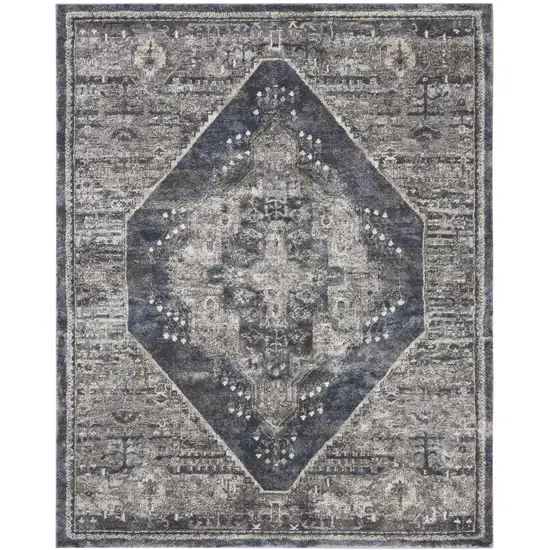 Blue Floral Power Loom Distressed Area Rug Photo 1
