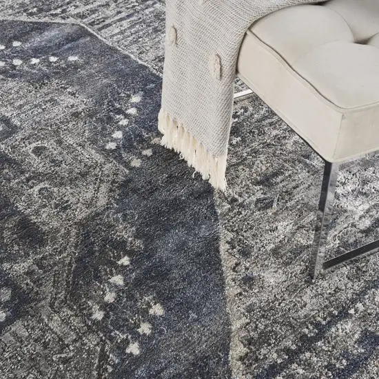 Blue Floral Power Loom Distressed Area Rug Photo 6