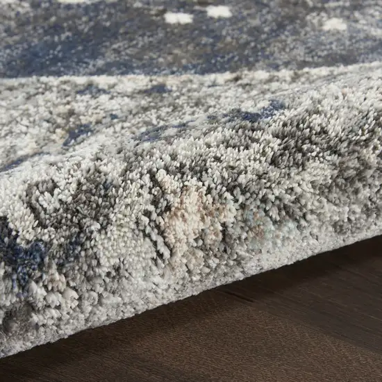 Blue Floral Power Loom Distressed Area Rug Photo 8