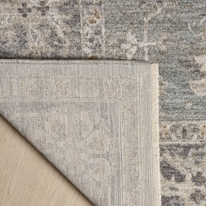 Blue Floral Power Loom Distressed Area Rug Photo 9