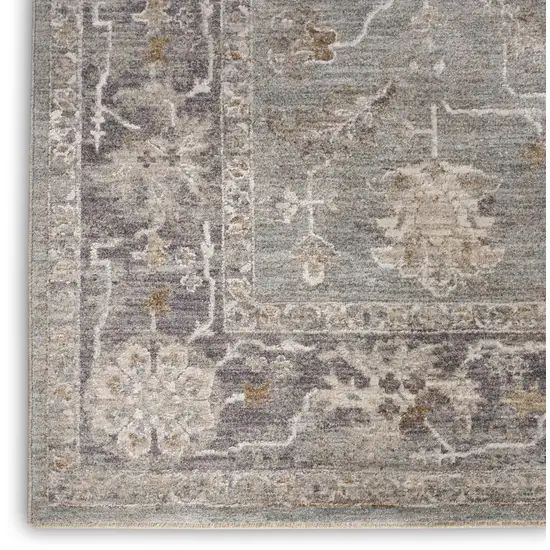 Blue Floral Power Loom Distressed Area Rug Photo 7