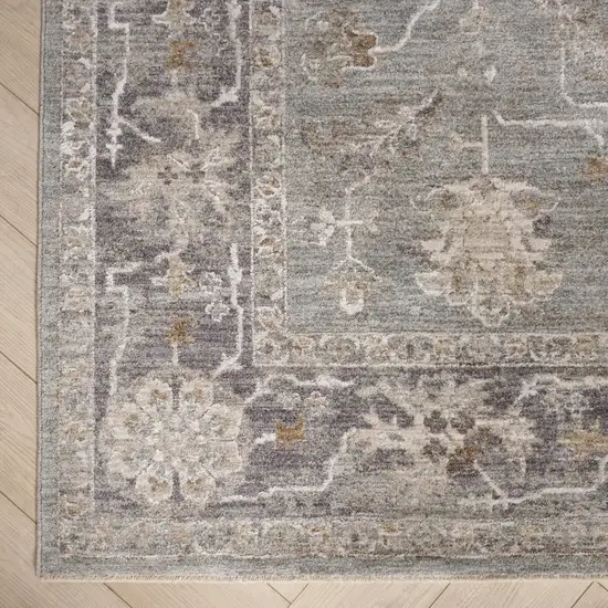 Blue Floral Power Loom Distressed Area Rug Photo 8