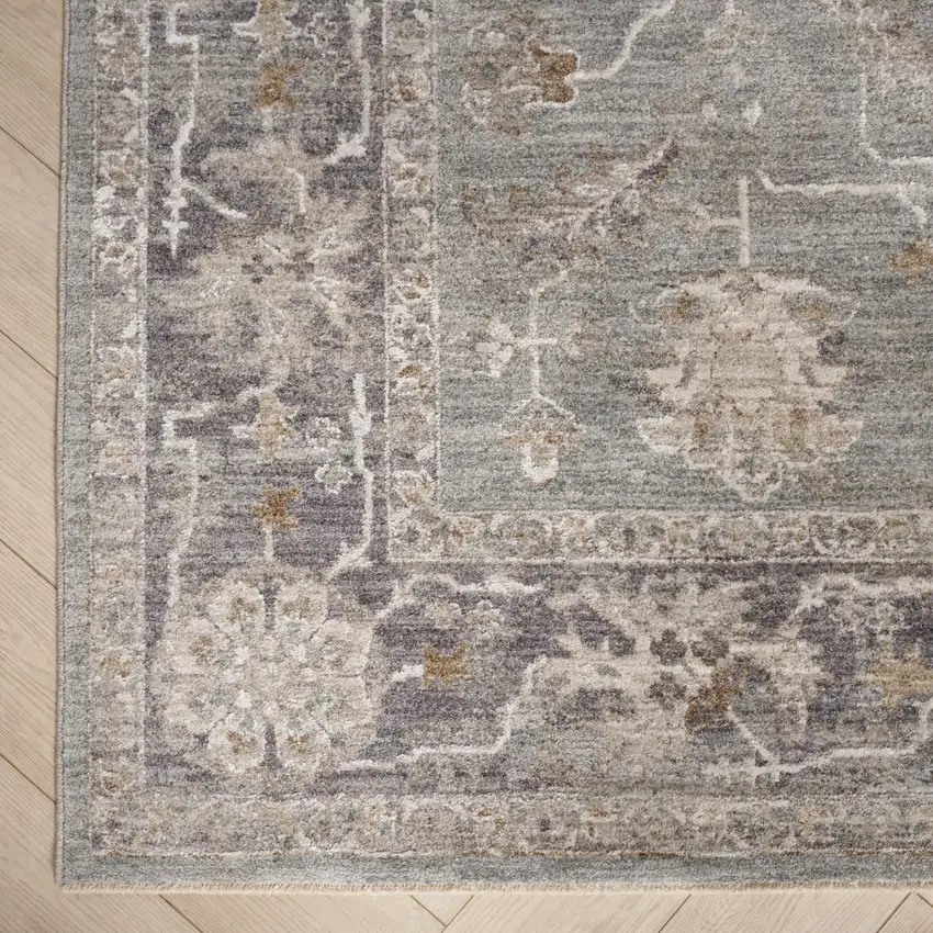 Blue Floral Power Loom Distressed Area Rug Photo 8