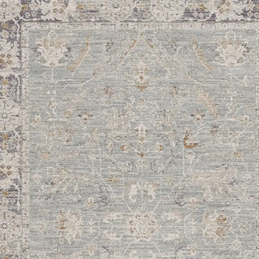 Blue Floral Power Loom Distressed Area Rug Photo 8