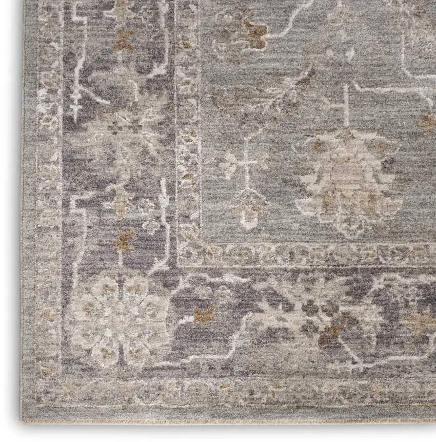Blue Floral Power Loom Distressed Area Rug Photo 4