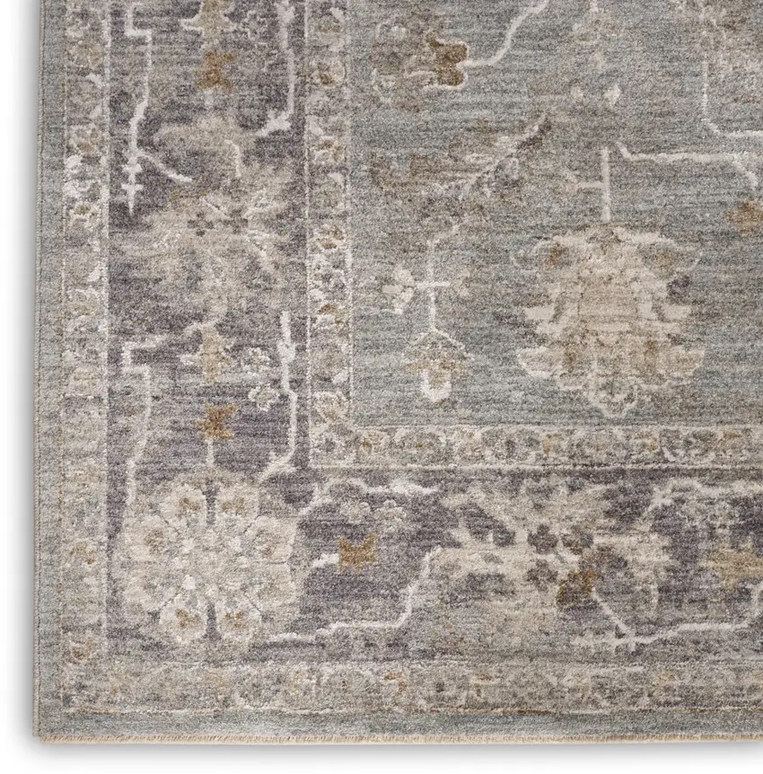Blue Floral Power Loom Distressed Area Rug Photo 9