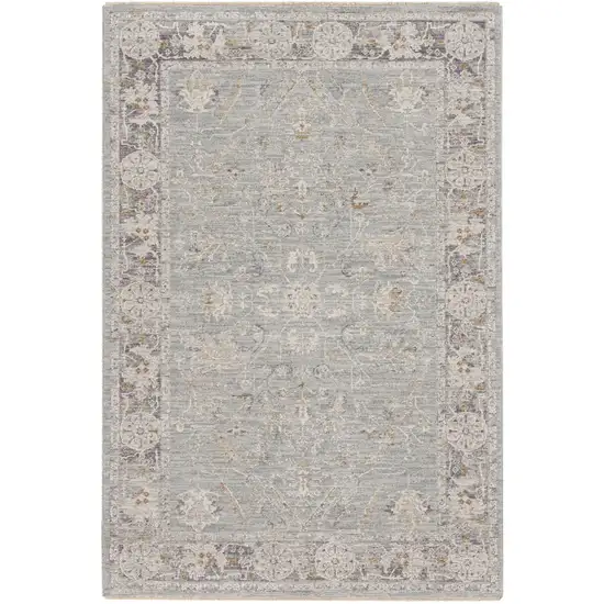 Blue Floral Power Loom Distressed Area Rug Photo 1
