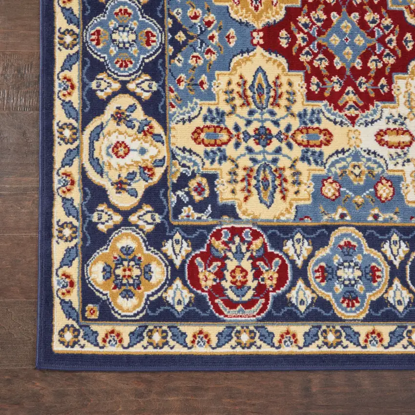 Blue Floral Power Loom Non Skid Area Rug Photo 8