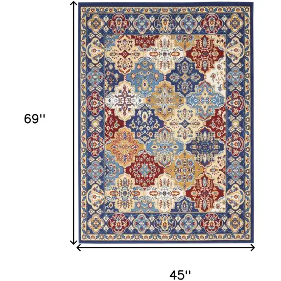 Blue Floral Power Loom Non Skid Area Rug Photo 3
