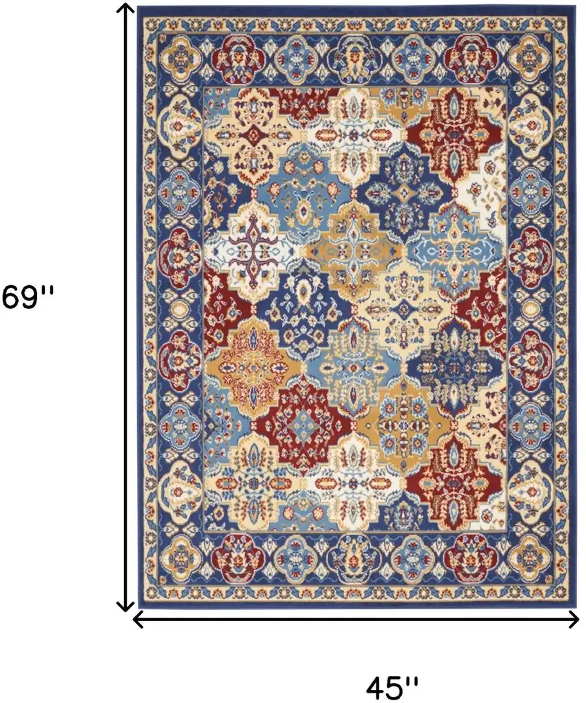 Blue Floral Power Loom Non Skid Area Rug Photo 3