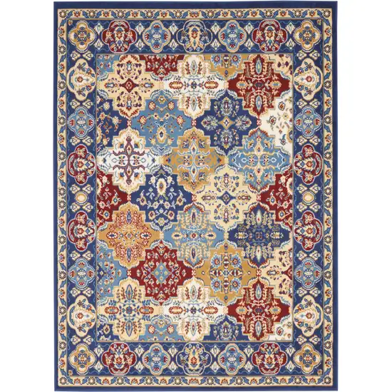 Blue Floral Power Loom Non Skid Area Rug Photo 2