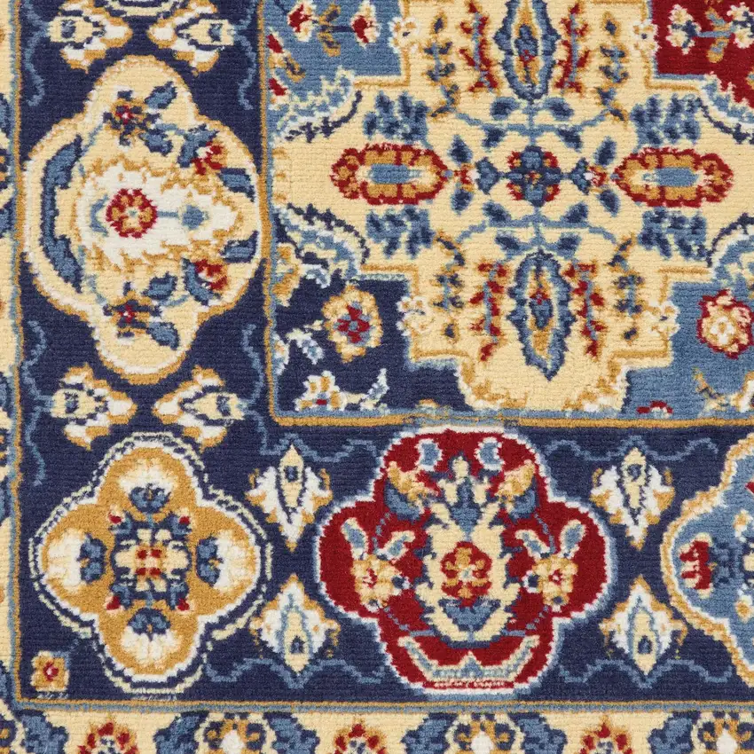 Blue Floral Power Loom Non Skid Area Rug Photo 9