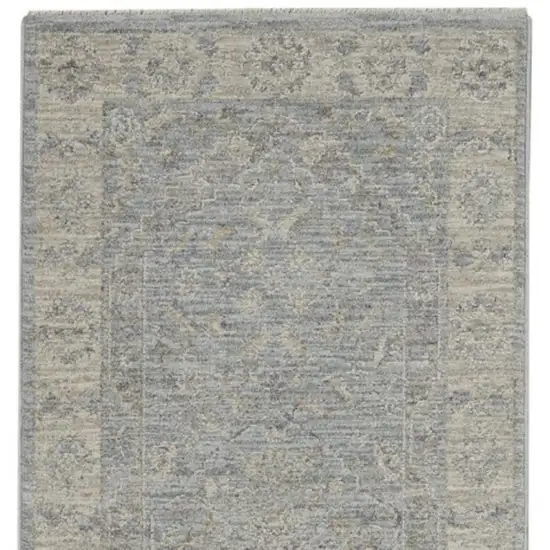 10' Blue Floral Runner Rug Photo 4