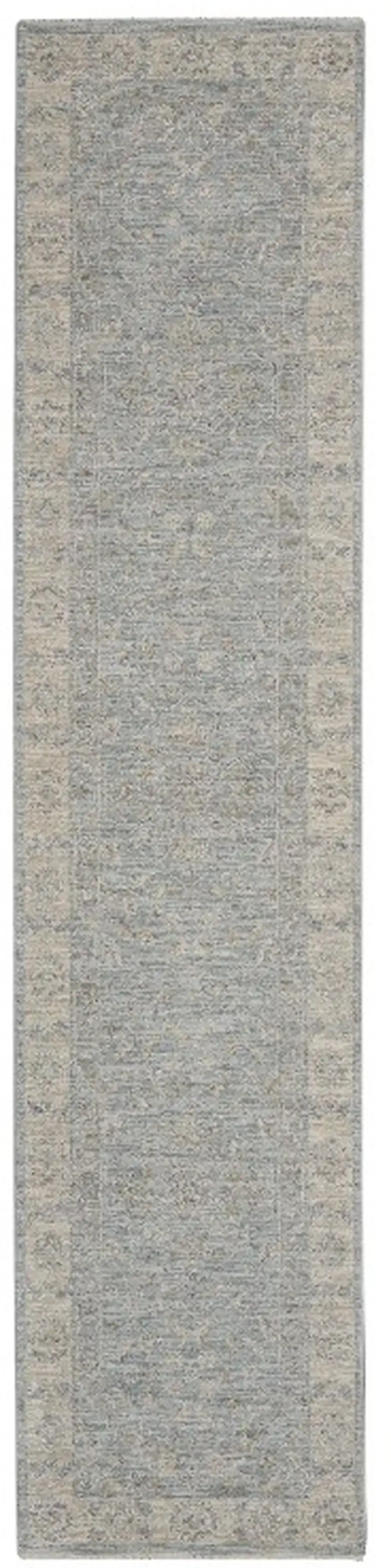 Blue Floral Power Loom Runner Rug Photo 3