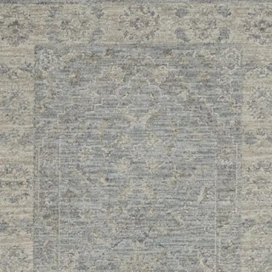 10' Blue Floral Runner Rug Photo 2