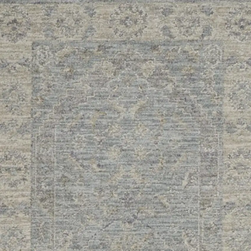 10' Blue Floral Runner Rug Photo 2