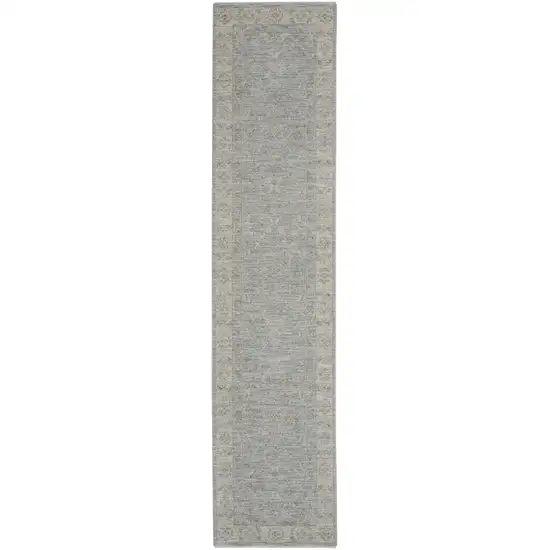 10' Blue Floral Runner Rug Photo 1