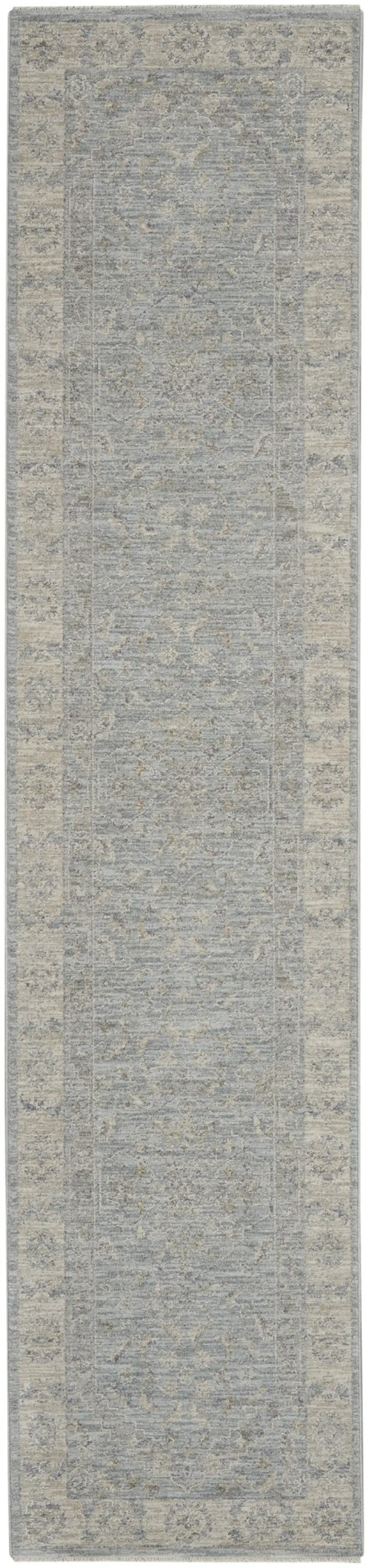 10' Blue Floral Runner Rug Photo 1