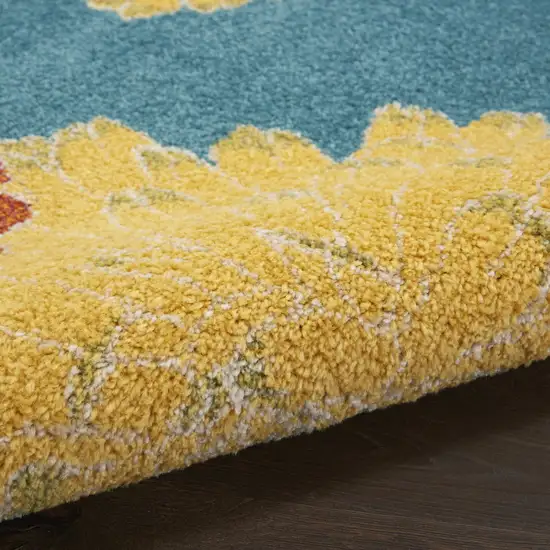 Blue Floral Power Loom Runner Rug Photo 8