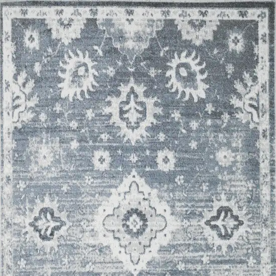 Blue Floral Power Loom Worn Faded Area Rug Photo 9