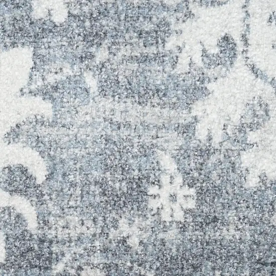 Blue Floral Power Loom Worn Faded Area Rug Photo 4