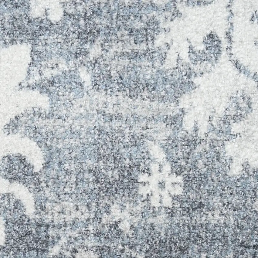 Blue Floral Power Loom Worn Faded Area Rug Photo 4
