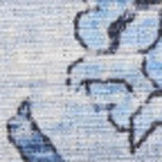 Blue Floral Power Loom Worn Faded Non Skid Area Rug Photo 2