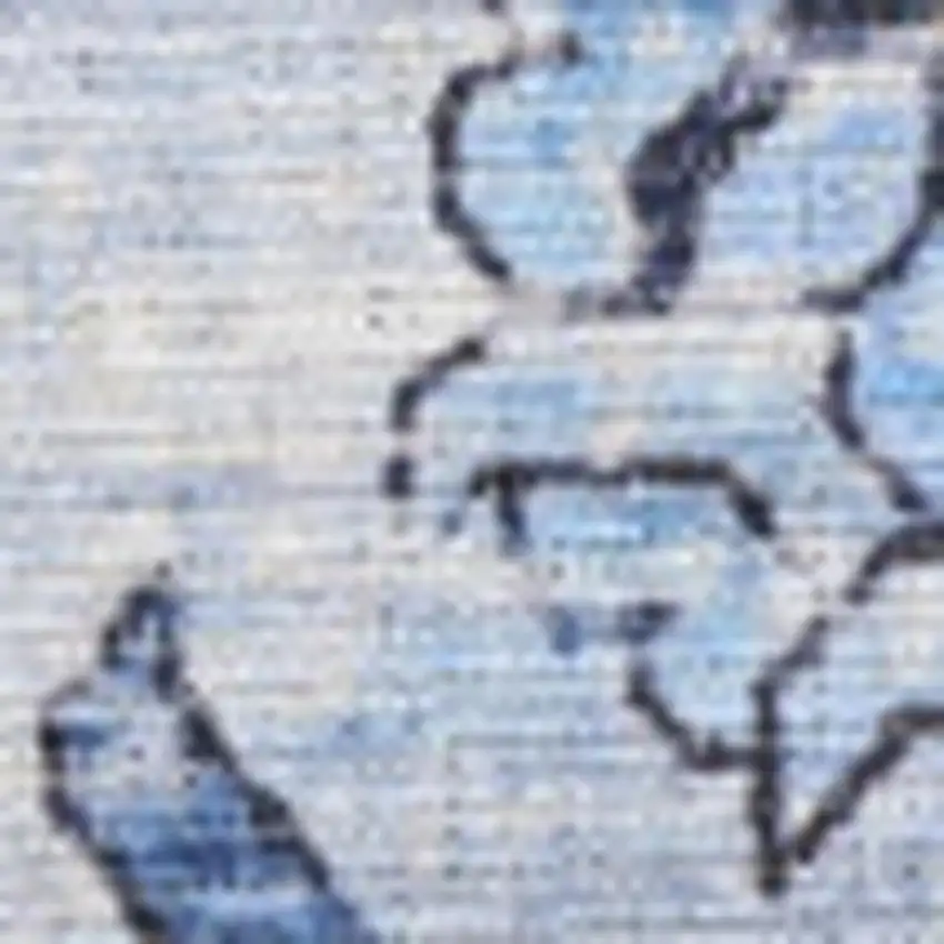 Blue Floral Power Loom Worn Faded Non Skid Area Rug Photo 2