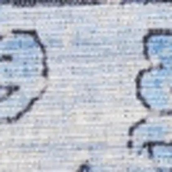 Blue Floral Power Loom Worn Faded Non Skid Area Rug Photo 2