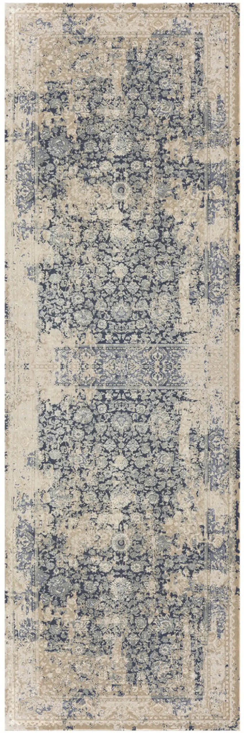 Blue Floral Runner Rug Photo 2