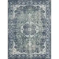 Photo of Blue Floral Stain Resistant Area Rug