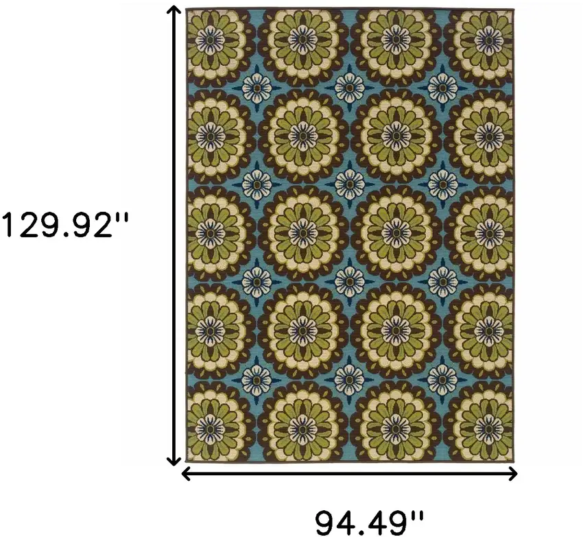 Blue Floral Stain Resistant Indoor Outdoor Area Rug Photo 5