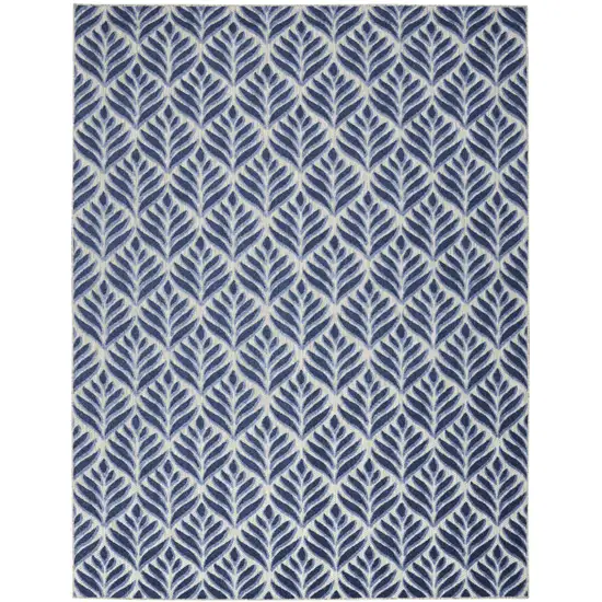 Blue Floral Stain Resistant Non Skid Area Rug Photo 1
