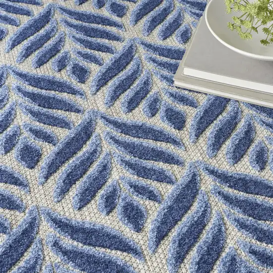 Blue Floral Stain Resistant Non Skid Area Rug Photo 7