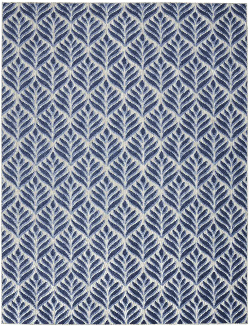 Blue Floral Stain Resistant Non Skid Area Rug Photo 1