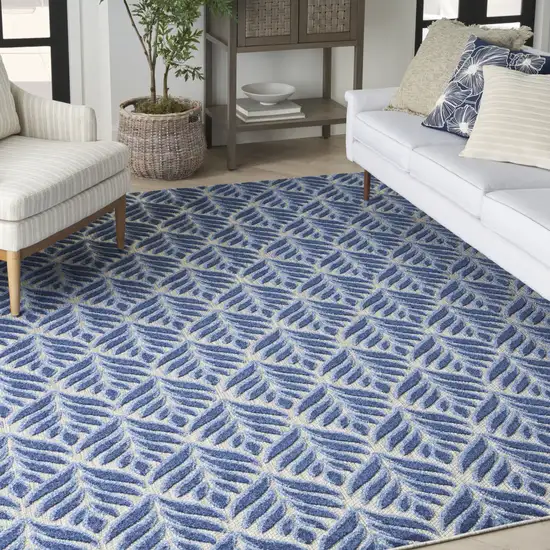 Blue Floral Stain Resistant Non Skid Area Rug Photo 8