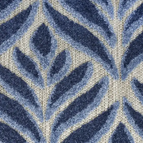 Blue Floral Stain Resistant Non Skid Area Rug Photo 9
