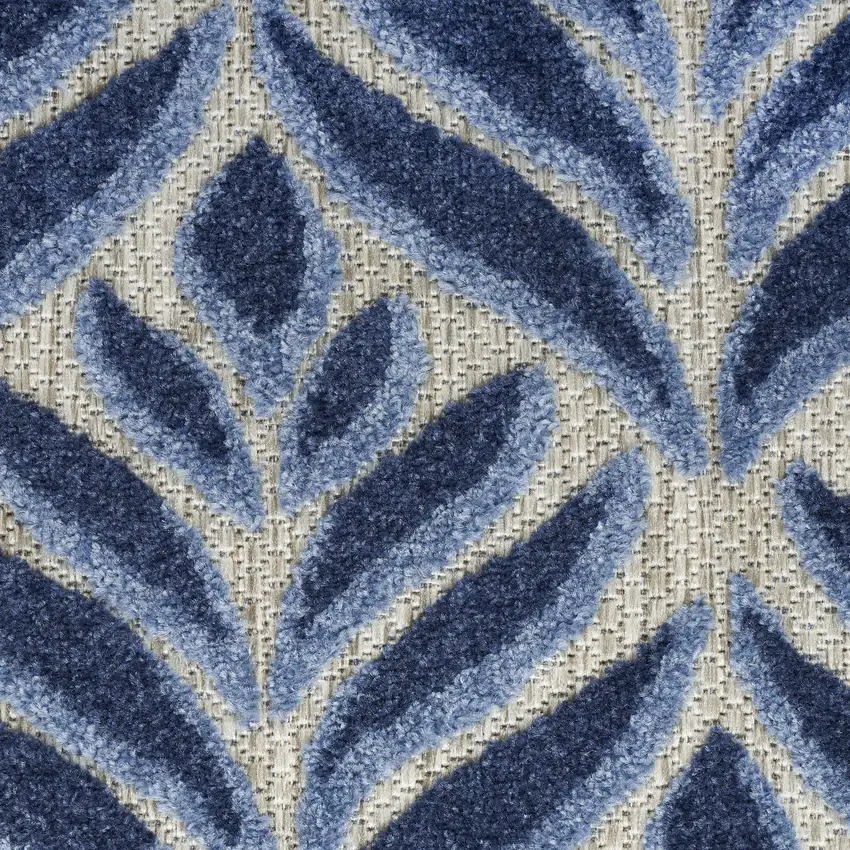 Blue Floral Stain Resistant Non Skid Area Rug Photo 9