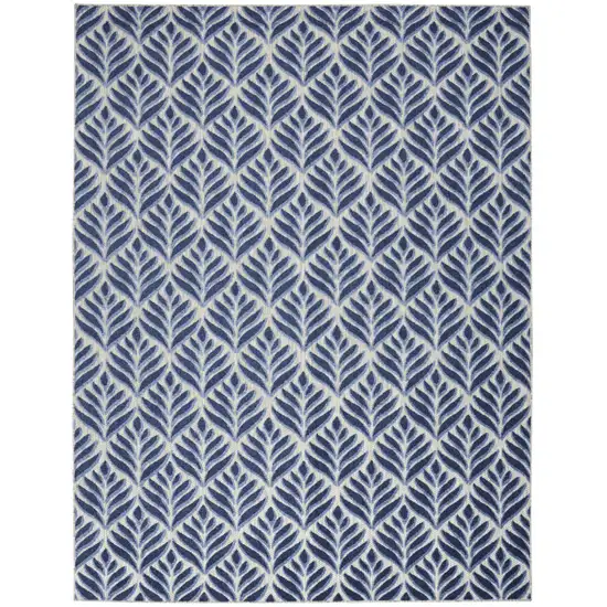 Blue Floral Stain Resistant Non Skid Area Rug Photo 1