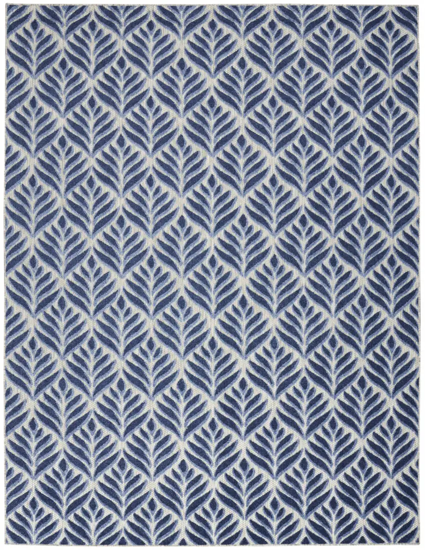 Blue Floral Stain Resistant Non Skid Area Rug Photo 1