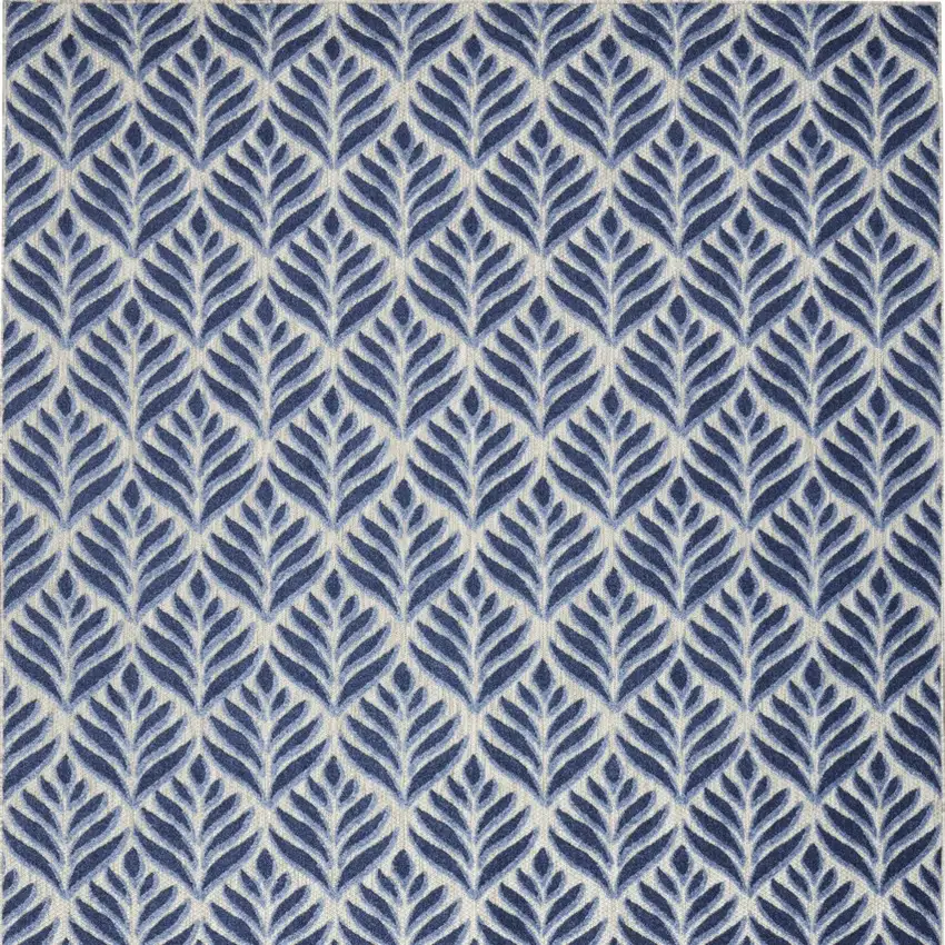 Blue Floral Stain Resistant Non Skid Area Rug Photo 4