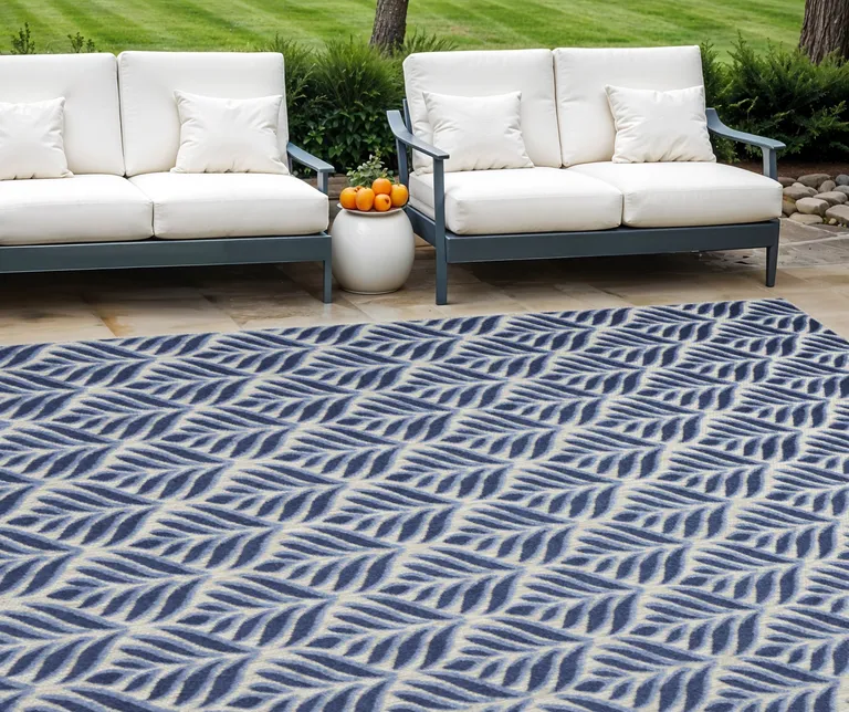 Blue Floral Stain Resistant Non Skid Area Rug Photo 5