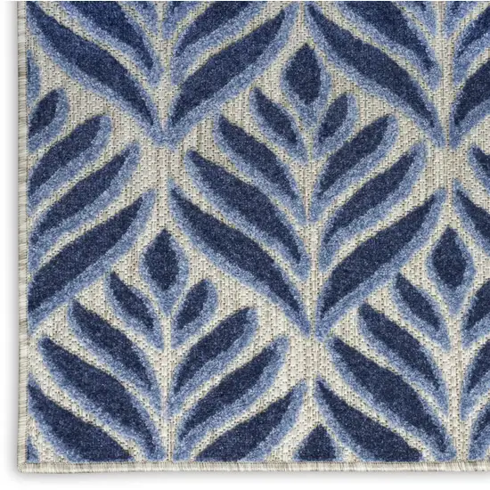 Blue Floral Non Skid Indoor Outdoor Area Rug Photo 4